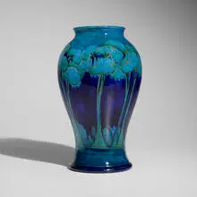 Moorcroft Pottery, Tall Moonlit Blue vase, c. 1930, glazed earthenware
