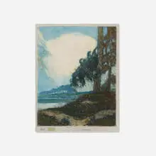 George Senseney, Landscape, 1917, etching and aquatint in colors