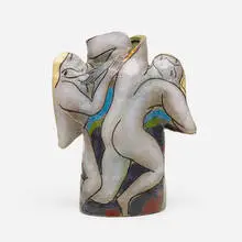 Untitled by Rudy Autio, 1986, hand-painted and glazed stoneware, sold Oct 2017