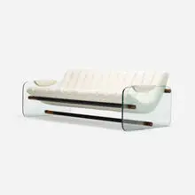 attribution Fabio Lenci, sofa, c. 1967, upholstery, glass, enameled steel, walnut