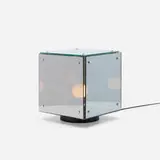 Arditi, Prismar table lamp, 1972, smoked glass, mirrored glass, enameled steel