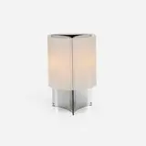 Lella and Massimo Vignelli, table lamp, model 526/G, 1965, stainless steel, acrylic