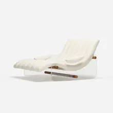 attribution Fabio Lenci, lounge chair, c. 1967, upholstery, acrylic, enameled steel, walnut
