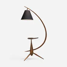 Rispal, floor lamp with ash stand, c. 1950, stained beech, polyester, brass