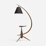 Rispal, floor lamp with ash stand, c. 1950, stained beech, polyester, brass