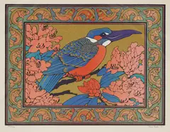 Tass Bell, Untitled, Tass Bell (20th century) Kingfisher screenprint