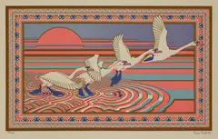 Tass Bell, Untitled, Tass Bell (20th century) Swans screenprint