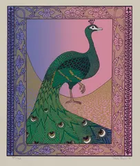 Tass Bell, Untitled, Tass Bell (20th century) Peacock screenprint