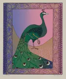 Tass Bell, Untitled, Tass Bell (20th century) Peacock screenprint