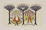 Wendy Bray, Untitled, Wendy Bray (20th century) 'Umbrellas 1951' screenprint in colours