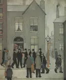 Untitled by L. S. Lowry, After Laurence Stephen Lowry RA (1887-1976) 'Police Street' reproduction print, sold Nov 2020