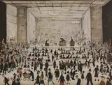 Untitled by L. S. Lowry, After Laurence Stephen Lowry RA (1887-1976) 'The Auction' reproduction print, sold Nov 2020