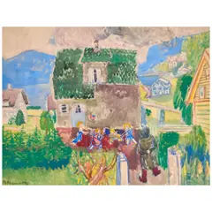 Bruno Krauskopf, Spielende Kinder, 1937, watercolor on paper