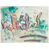 Gen Paul, Les joueurs de polo, gouache on paper