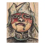 Pinchas Burstein, Fantastic Head, 1976, colored chalk on paper