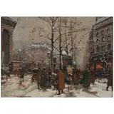 Eugène Galien-Laloue, La Madeleine et les Grands Boulevards sous la Neige, gouache on paper