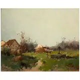 Eugène Galien-Laloue, Breton Woman Gathering Water, oil on canvas