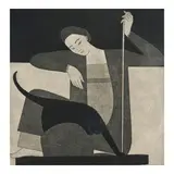 Will Barnet, Woman, Cat, and Yarn, 1980, Etching and aquatint on wove paper