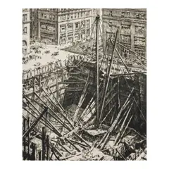 Muirhead Bone, Manhattan Excavation (Dodgson 390), 1923-28, Drypoint on wove paper