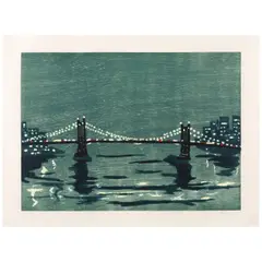 Richard Bosman, Bridge I, 1997, Woodcut in colors on japon paper