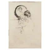Mary Cassatt, Baby Held Before an Oval Mirror (Breeskin 218), c. 1900, Drypoint on laid paper with D & C Blauw watermark, Breeskin's first state (of two)