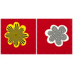 Ronnie Cutrone, 80's Flowers (2 works), 1088, Two screenprints in colors on metal, each signed in black felt-tip pen on the reverse