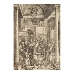 Albrecht Durer, Glorification of the Virgin, from the series The Life of the Virgin (Bartsch 95, Meder 207), c. 1504, Woodcut on laid paper with a double-headed eagle watermark, from the Latin edition of 1511, without text, trimmed to the borderline