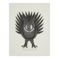 Jacques Hnizdovsky, Sage Grouse; Indian Wood Ibis from Twelve Birds (2 works) (Tahir 202; 203), 1975, Two woodcuts on rice paper, each signed in pencil
