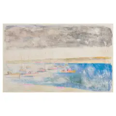 Wolf Kahn, Boats in Harbor with Rain, 1992, Monotype in colors on cream wove paper