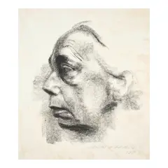 Käthe Kollwitz, Selbstbildnis im Profil (Self-Portrait in Profile) (Klipstein 227), 1927, Lithograph on laid paper