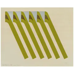 Gerald Laing, Three Axes; Two Players; Gold Standard, from Witness (3 works), 1968, A group of 3 screenprints in colors with chrome mylar collage on wove paper, each signed