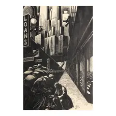 Clare Leighton, Bread Line, New York (Fletcher 198), 1932, Wood engraving on japon