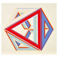 Alvin D. Loving, Triangular Cube, c. 1970, Screenprint in colors on wove paper