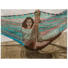 Philip Pearlstein, Nude in a Hammock, 1982, Etching and aquatint in colors on wove paper