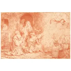 Rembrandt Harmensz van Rijn, The Angel Departing from the Family of Tobias (Bartsch, Hollstein 43), 1641, Etching on laid paper