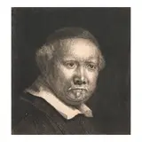 Rembrandt Harmensz van Rijn, Lieven Willemsz van Coppenol, Writing Master: the Larger Plate (Bartsch, Hollstein 283), 1658, Etching and drypoint on laid paper, an 18th century impression from the trimmed plate, Bartsch's sixth state (of six)