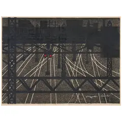 Signal (B) by Kiyoshi Saitō, 1962, Woodblock in colors on wove paper, sold Jan 2026