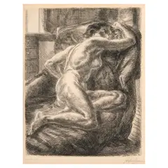 John Sloan, Nude on a Draped Couch (Wofsy 247), 1931, Etching on wove paper, Wofsy's third state (of three)