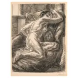John Sloan, Nude on a Draped Couch (Wofsy 247), 1931, Etching on wove paper, Wofsy's third state (of three)