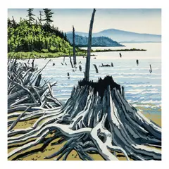 Neil Welliver, Flotsam-Allagash, 1995, Woodcut in colors on heavily textured wove paper