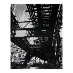 Berenice Abbott, El, 2nd and 3rd Avenue Lines, Hanover Square and Pearl Streets, Manhattan, 1936, Gelatin silver print