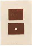Joseph Beuys, Ohne Titel, 1969, 2-teilige Arbeit: Tempera in Rotbraun, jeweils auf Papier, auf einem Bogen Karton angeordnet