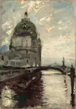 Lesser Ury, Berliner Dom an der Spree, von der Kurfürstenbrücke aus gesehen, Um 1920, Öl auf Leinwand
