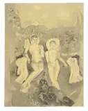 Otto Meyer-Amden, Zwei Jünglingsakte in Amdener Landstraße, Um 1915, Bleistift auf Papier, auf Karton aufgezogen