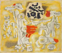 Mit Projektion by Willi Baumeister, 1950, Öl mit Kunstharz und Spachtelkitt auf Hartfaser, sold Jun 2010