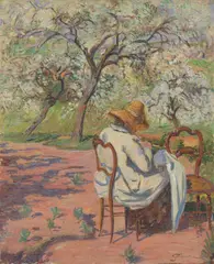 Armand Guillaumin, Madame Guillaumin cousant, Um 1888, Öl auf Leinwand