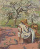 Armand Guillaumin, Madame Guillaumin cousant, Um 1888, Öl auf Leinwand