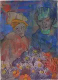 Emil Nolde, Zwei Figuren mit Blumen“. 1930er-Jahre