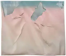 Joe Goode, Untitled (from Wash and Tear Series), 1975, 2-layer, 3-color screenprint on Royal satin fabric