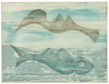 Knud Merrild, Fish & Fowl, c. 1934, Watercolor on paper